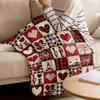 Valentine's Day Hearts Printed Blanket for Sofa Bed Travel Camping Living Room Office Conditioning Blanket for All Seasons Gifts