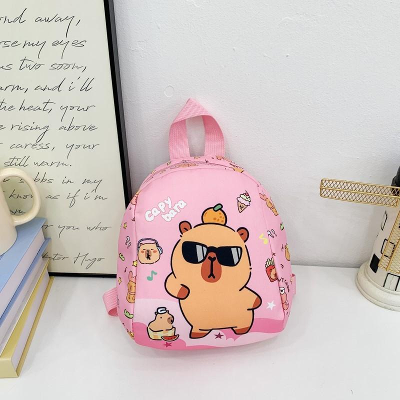 

Capybara Pattern Kids Backpack With Cartoon Print Schoolbag Breathable Gift