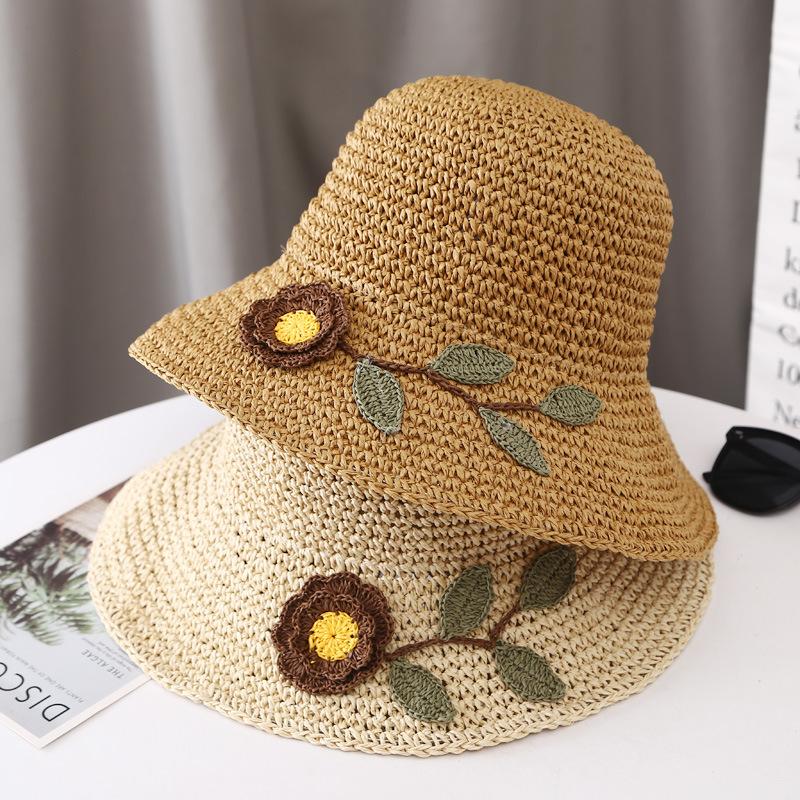 

Summer Hats For Women Bucket Hat Female Flower Wide Brim Sunshade Lady Sun Hat Beach Accessories Sunhat New Foldable Outdoor New 56-58cm хакі