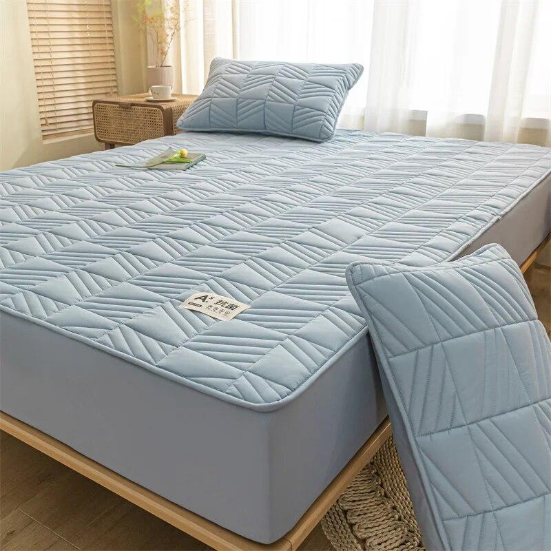 Thicken Mattress Cover Cotton Quilted Bed Cover Anti-bacterial Mattress Protector Topper Pad Soft Fitted Sheets Thick Bed Linens