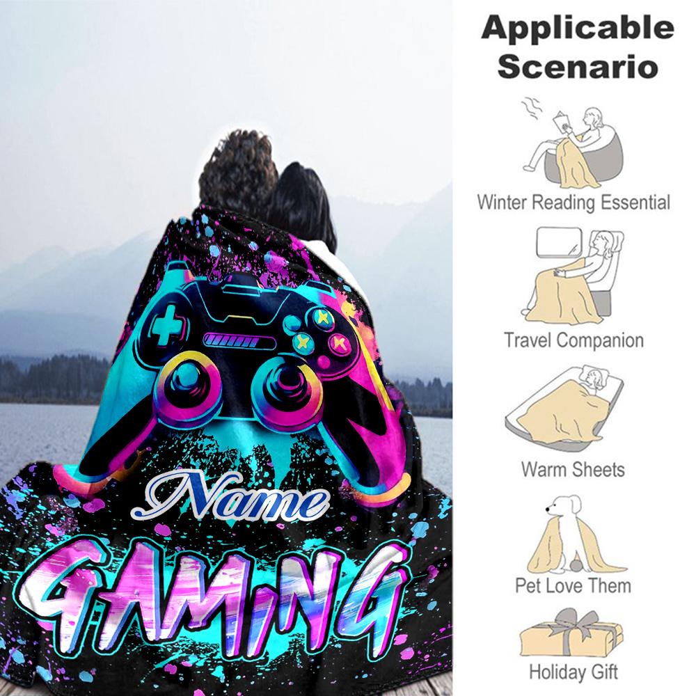 Game Enthusiast Customize Text Blanket Cozy Customizable Blanket Warmthful Decor Great for Sofa Home Decor Couch Office Chair Ideal for All Seasons