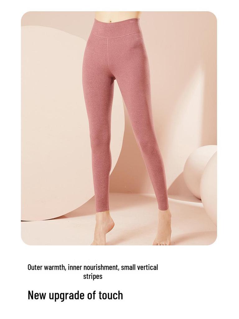 German Velvet High-Waist Slimming Leggings for Women - Warm, Solid Color, Slim Fit, with Hyaluronic Acid for Autumn & Winter