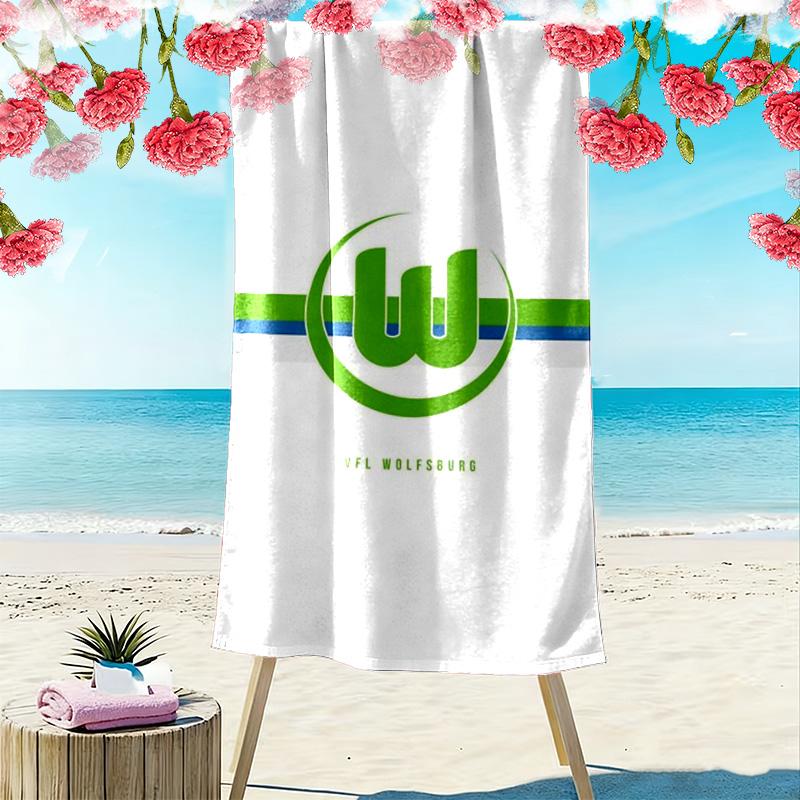 VfL Wolfsburg Print Strandtuch, Großes Weiches Schnelltrocknendes Handtuch für Strand Camping Schwimmen