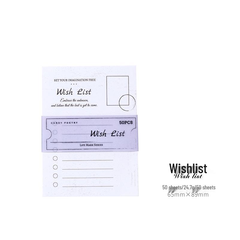 Retro White Kraft Paper Memo Pad - Life Imprint Series, 50 Sheets, 6 Styles for Collage & Writing