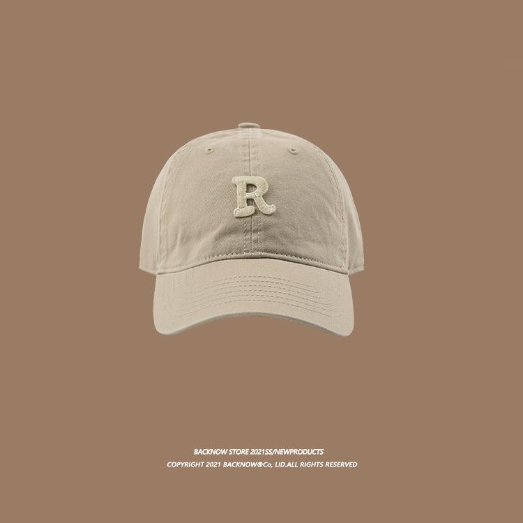 Vintage "R" Letter Embroidery Baseball Cap, Adjustable Cotton Dad Hat for Men & Women