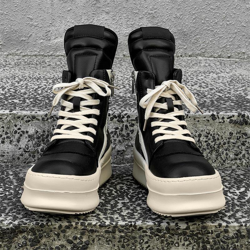 Autumn New Casual Black Small Leather Shoes with Front Zipper Design Martin Boots
