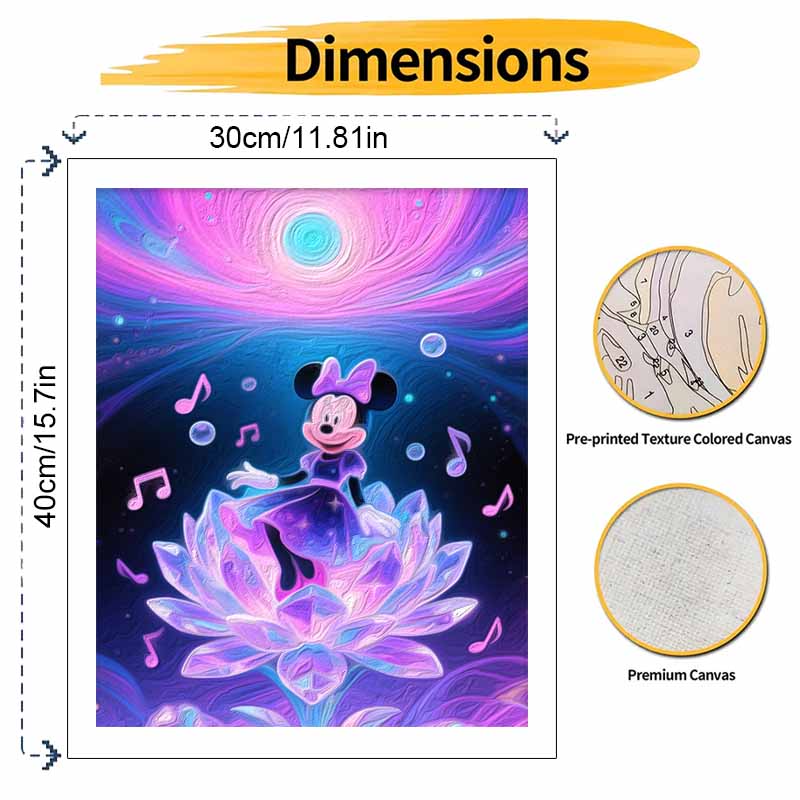 Disney Minnie Mouse Galaxy Musical Flower Digital Oil Painting Hand Painting Kit Diy Home Decoration