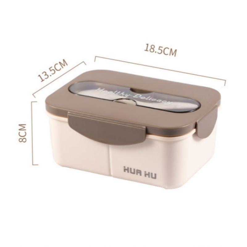 Plastic Kid Lunch Box Portable Divided Microwave BPAfree Bento Box With Fork Buckle Seal Food Container For Back To School Work