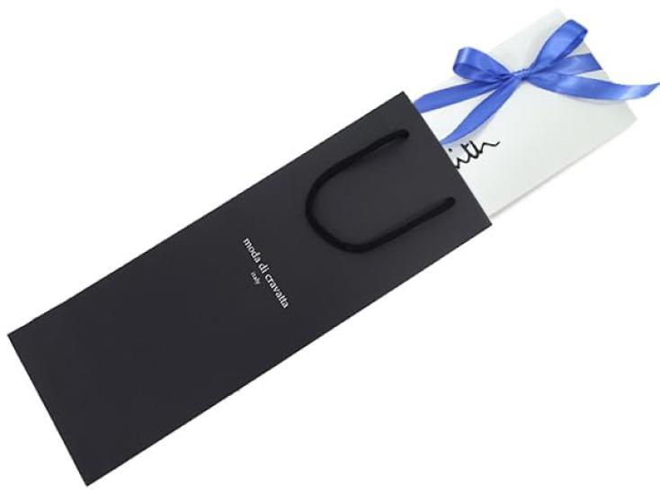 Paul Smith Necktie with Ribbon, Paul Smith Case & Shopping Bag (REDROSE Original) PS31 BlackBlue (Gift, Birthday, Gift Wrapping) [Item]