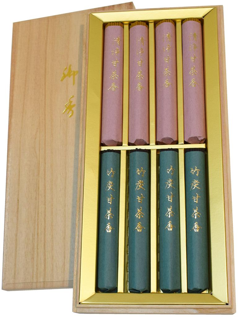 Awaji Baikundou Gift Incense, 8 Bundles with Pure Bamboo Charcoal Sweet Tea Aroma, Perfect for Condolences, Sympathy, 49th Day Memorial Service, 1st