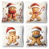 Christmas Gingerbread Man Cartoon Pillow Set - Decor for Office Porch Yard Sofa Living Room Outdoor (Not Including Filling)