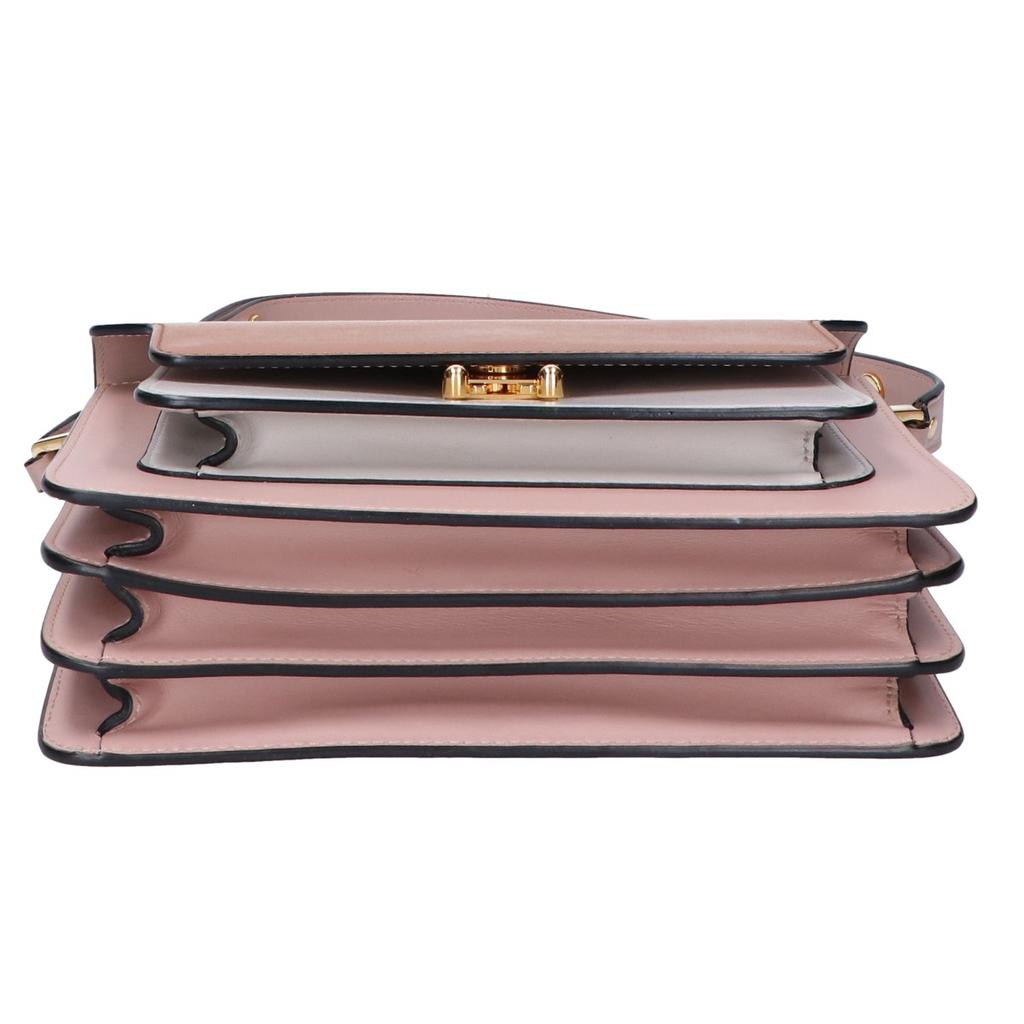 MARNI TRUNK Medium Calfskin Bi-Color Leather 2-Way Shoulder bag Brown / pink beigeUsed