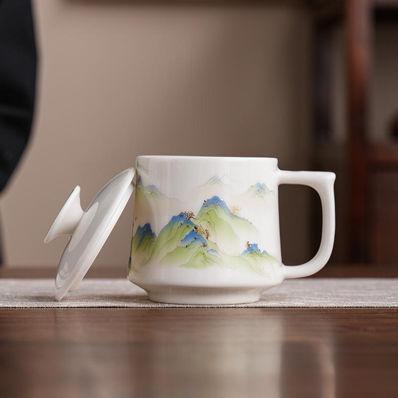 Jade Ceramic Tea Cup with Lid - Personalized Gift for Teacher's Day or Company Events