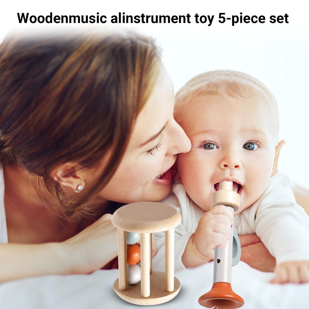 Wooden Musical Instruments For Infants Aged 0-3 Years, Early Childhood Education, Cross-border E-commerce, , Multi-functional Wooden Safety Inst