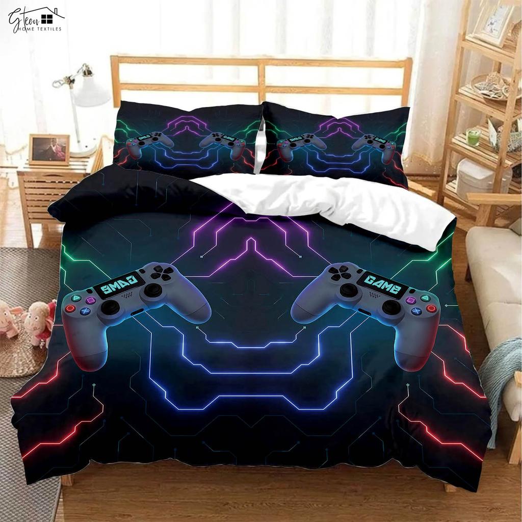Cool E-Sports Game Controller 3d Printed Quilt Cover Children's Gift Bedding Set Quilt Cover Pillowcase Three-Piece Set