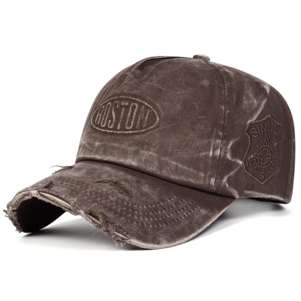Unisex Boston Hole Washing Embroidery Baseball Caps Spring Autumn Outdoor Adjustable Casual Hats Sunscreen Hat Sports Cap