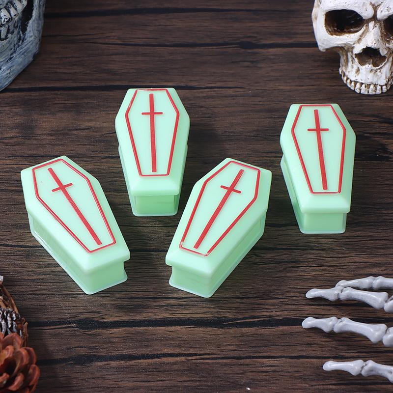 2/4Pcs Miniature Dollhouse Coffin Boxes Halloween Treat Coffin Boxes Coffin Prank Props Box Model Trickery Props Halloween Decor