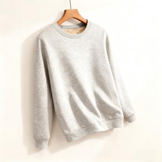 Men Fleece Lined Sweatshirt Warm Winter Pullover Crew Neck Autumn Thickened Basic Top for Daily Wear Sports Street Work