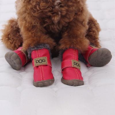 Puppy Rain Snow Boots Warm Pet Snow Boots Soft Non Slip Winter Pet Dog Shoes Plush/PU Waterproof for 4Pcs/Set Cats