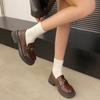 Fashion Vintage British Style Chunky Heel Women's Loafers 2025 Luxury Female Heeled Shoes High Quality PU Leather Platform Shoes