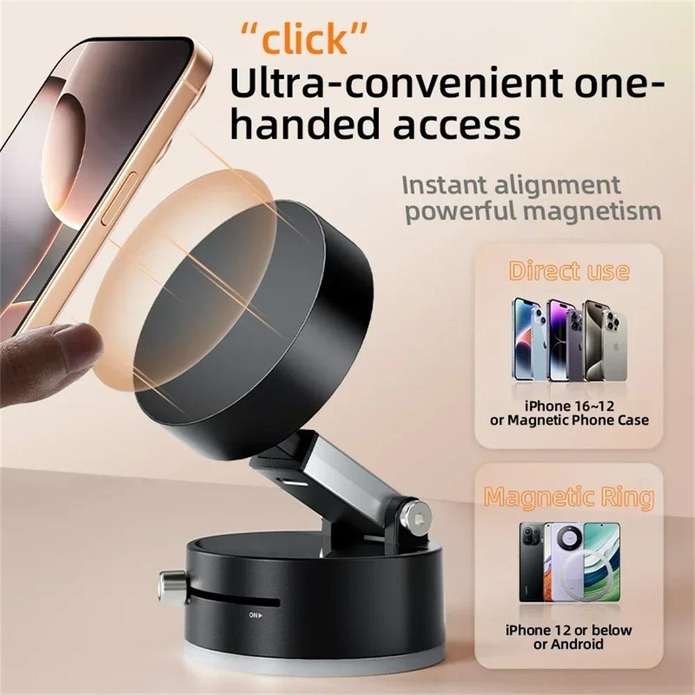 Lazy Suction Cup Magnetic Phone Holder Foldable 161° Vacuum Stand Universal For iPhone Samsung Xiaomi Desk Dashboard GPS Support