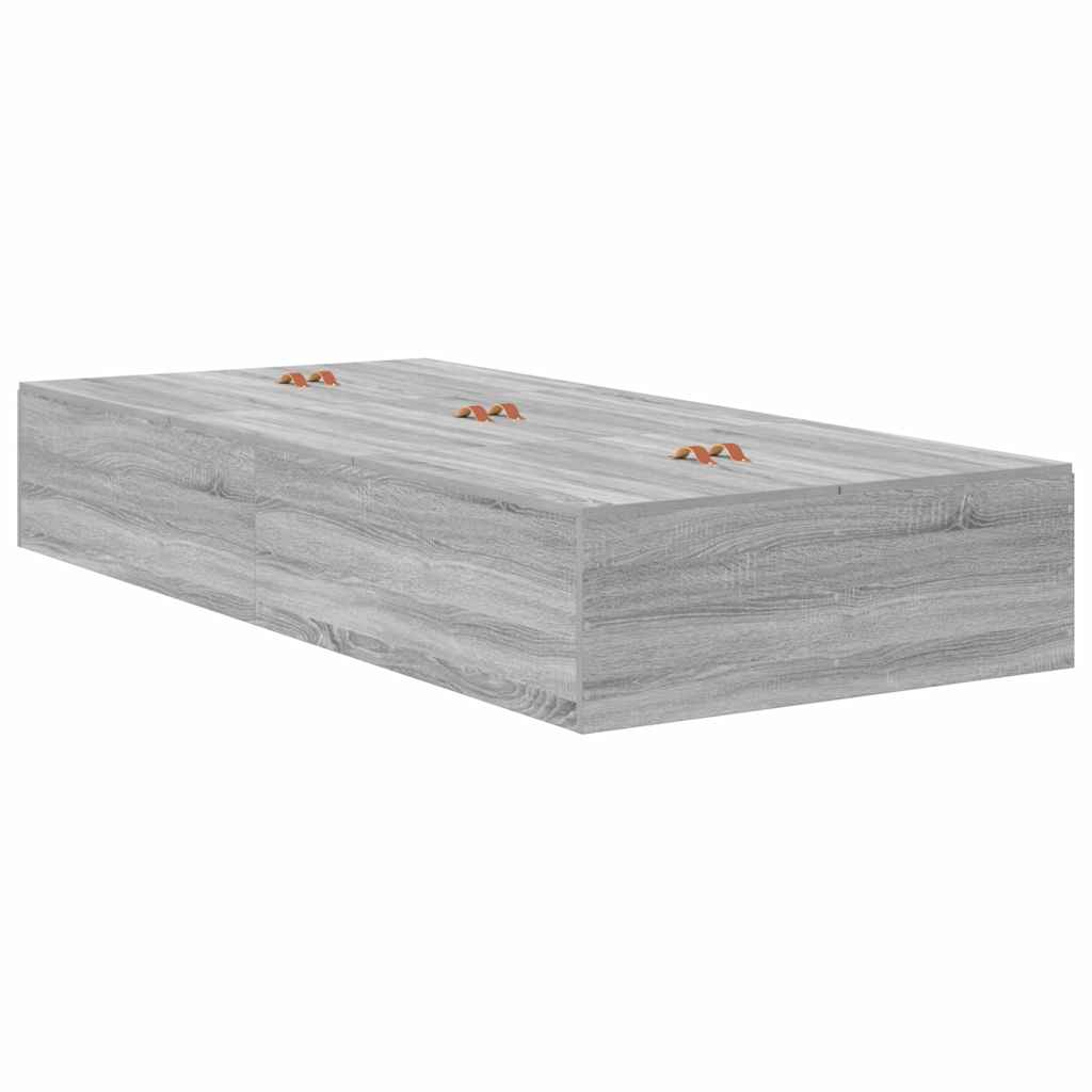 Storage Bed Frame with Grey Sonoma Finish 80 X 200 Cm