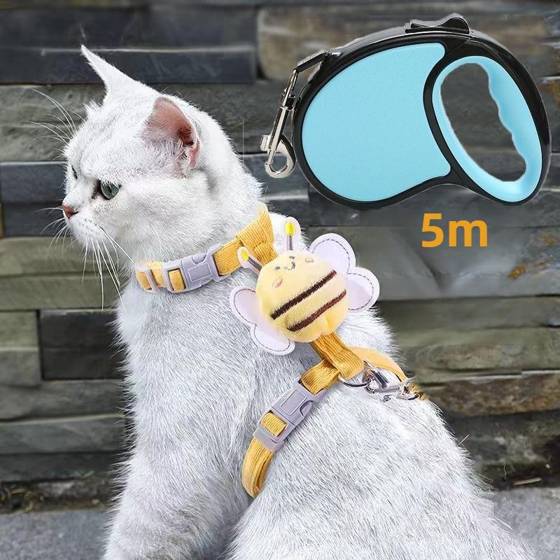

Cat Leash Adjustable Dog Walking Cat Rope Cute Kittens with Chest Straps Small Dog Pet Supplies Accessories Harnesses Straps S синий