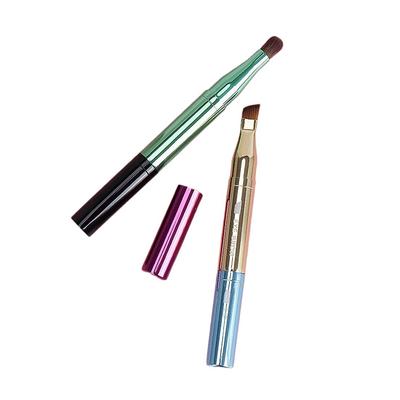 4 In 1 Portable Retractable Travel Lip Eye Brush Professional Makeup Brush Mini Soft Hair Eyeshadow Brush Cosmetic Accessor Tool