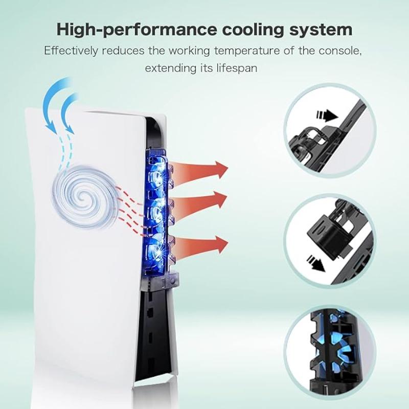 Ventilator de răcire pentru consolă PS5, controlul temperaturii, Hub pentru mașină de joc, ventilator de răcire Gamepad, radiator, ventilator de răcire cu aer Hub, ventilator de aer Ray spate ABS