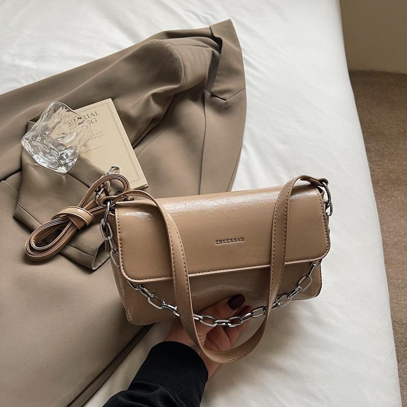 

2025 summer new baguette chain small square bag niche foreign style simple fashion underarm women s bag shoulder messenger bag хаки