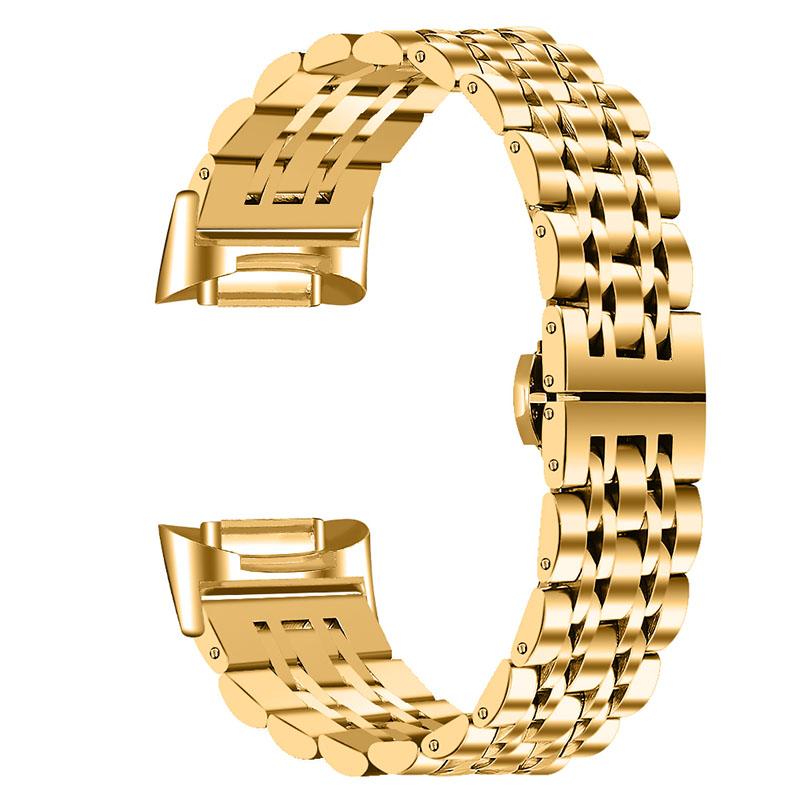 7 Beads Stainless Steel Breathable Replacement Wrist Strap Watch Band for Fitbit Charge 6/5