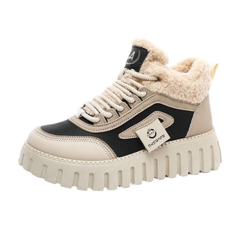 ZY12265 New Autumn and Winter Muffin Thick-soled Warm Women's Shoes with Velvet and Snow Cotton To Increase Height and Wear Resistance