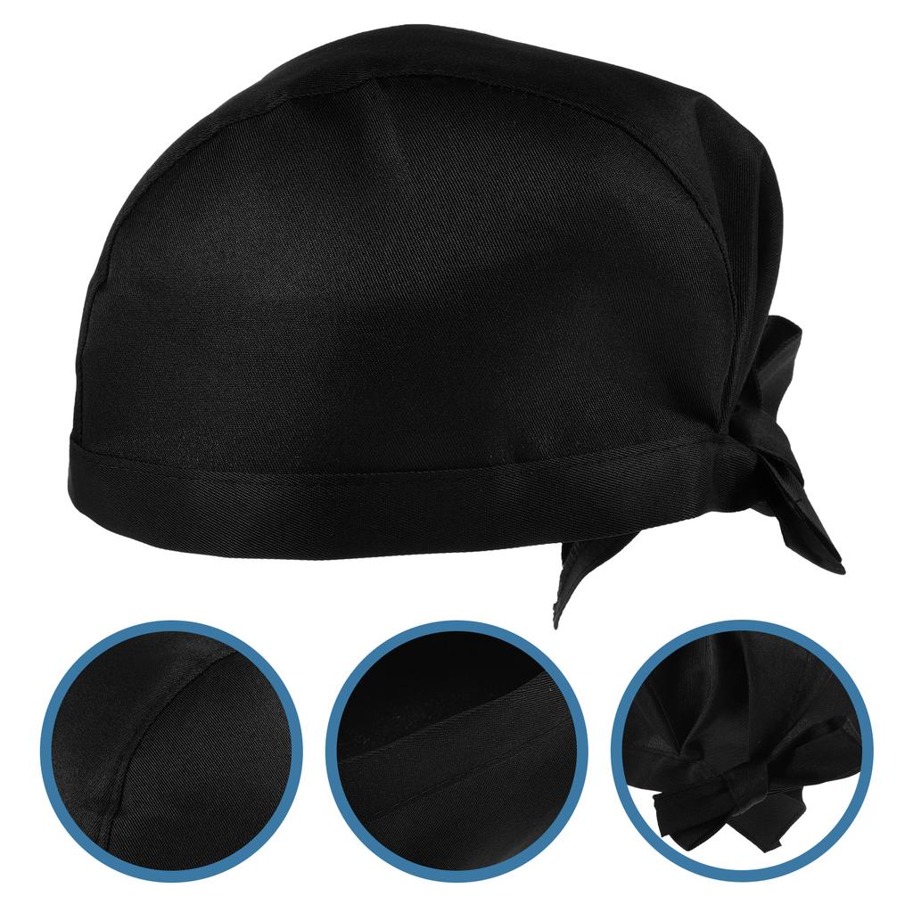 Módní kuchařská čepice Kuchyňský catering Lebka Stuha Turban (Černá)
