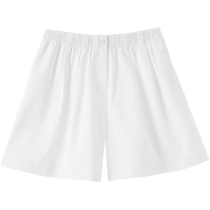 Baitu Women s Summer High-Waist White Shorts S