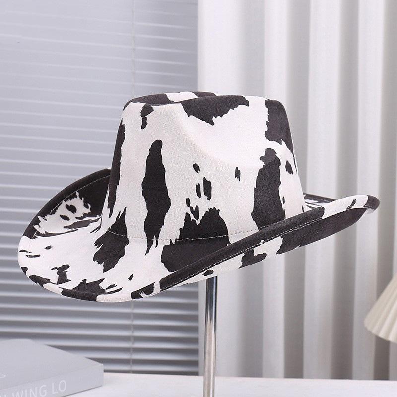 Versatile men's and women's outdoor western cowboy hat fashion suede cow color jazz top hat casual fedora