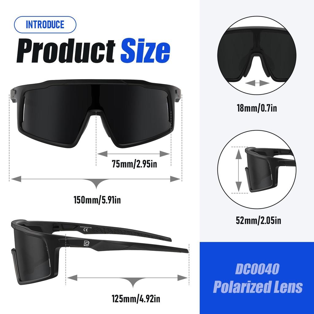 DUCO Men's Polarized Sports Sunglasses with UV400 Protection for Cycling, Baseball, Tennis, Driving, Running, Fishing, Golf, Marathons, and Skiing,