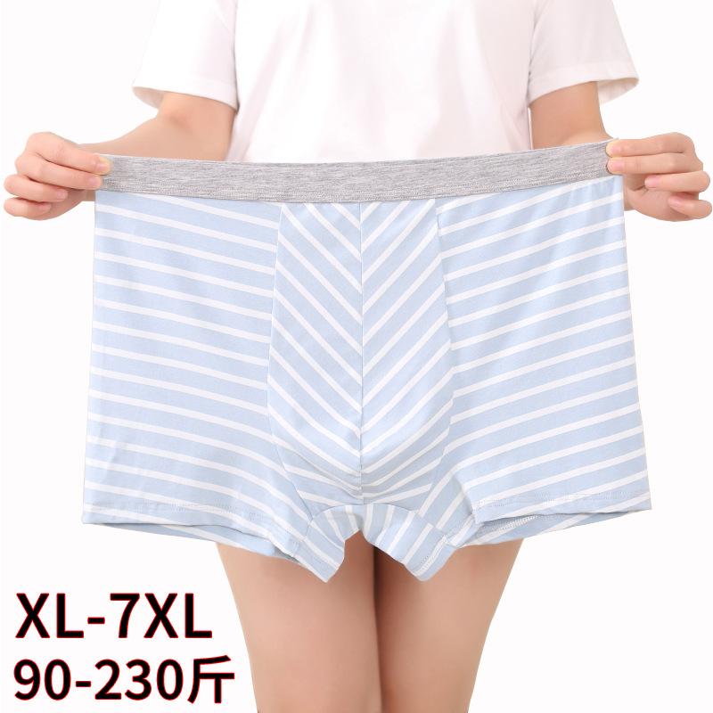 Baumwoll Herren Unterwäsche Mittlere Taille Übergröße Gestreift Bedruckt Nahtlos Vier-Ecken Unterwäsche