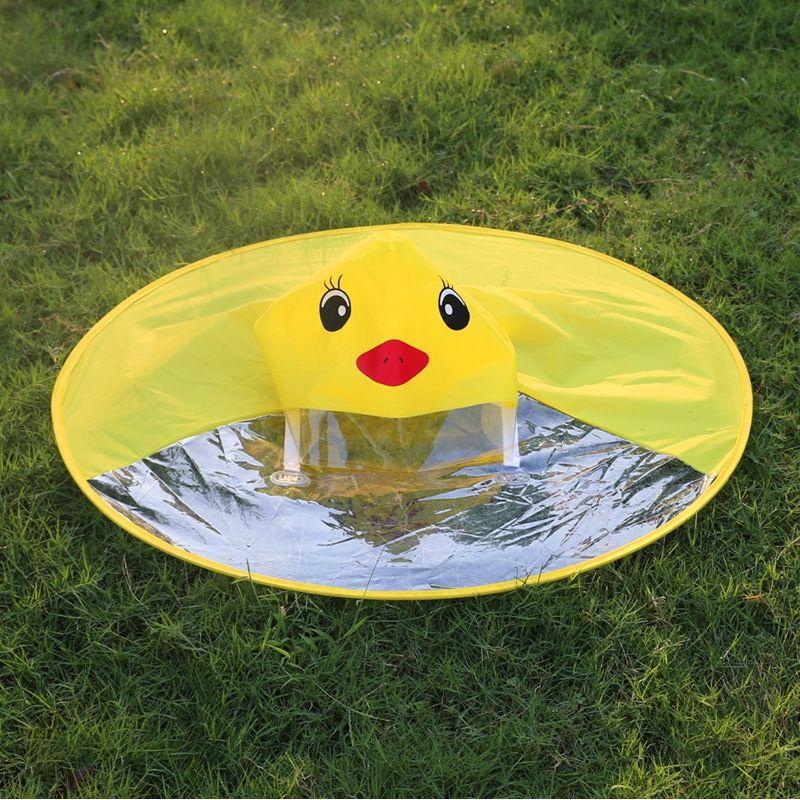 Little Yellow Duck Children's Flying Saucer Raincoat for Boys and Girls, Poncho Rain Cape with Umbrella Hood, Douyin Same Style Rainwear for Students