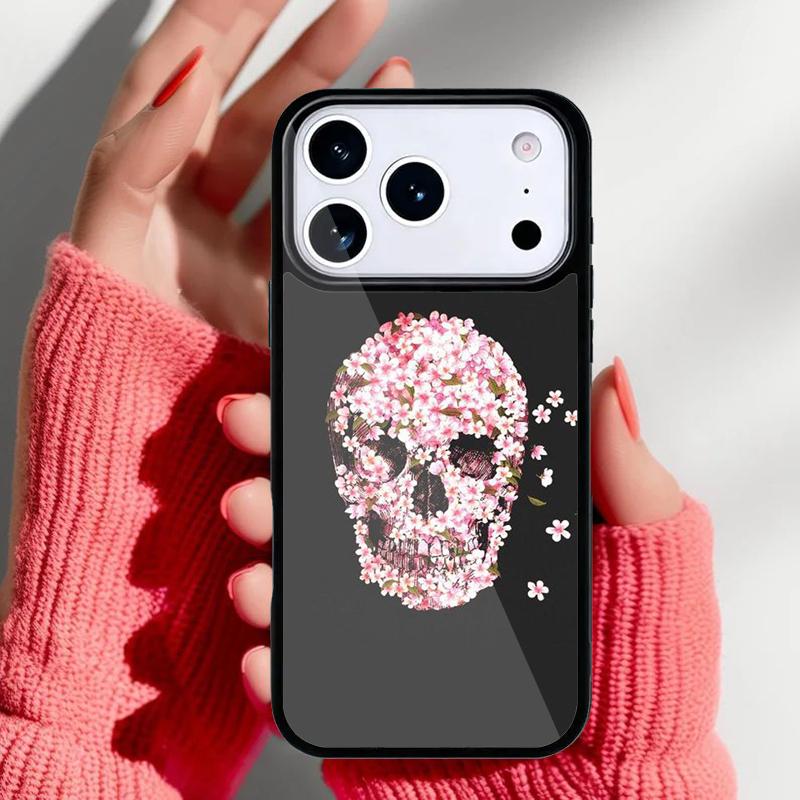 Retro Pattern Flower Skull Phone Case for iPhone 17 Air 16e 15 14 13 Pro Max Back Cover for 12 11 Pro Coque