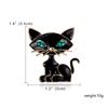 Cartoon Black Enamel Cat Brooches For Women Men Funny Vintage Green Eyes Cute Kitten Buckle Lapel Pins Animal Badge Jewelry Gift