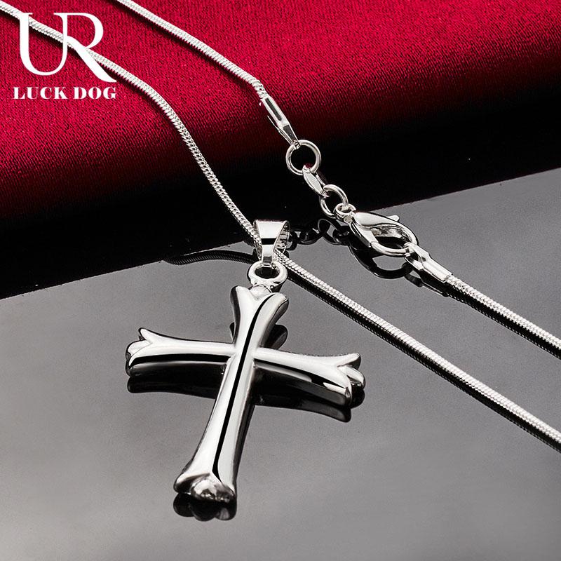 925 Sterling Silver Classic Cross Pendant Necklace Fashionable Wedding Jewelry