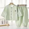 Kids' Cloud Cotton Summer Pajama Set - Loose Cardigan & Pants, Seven-Sleeve, for Boys & Girls.