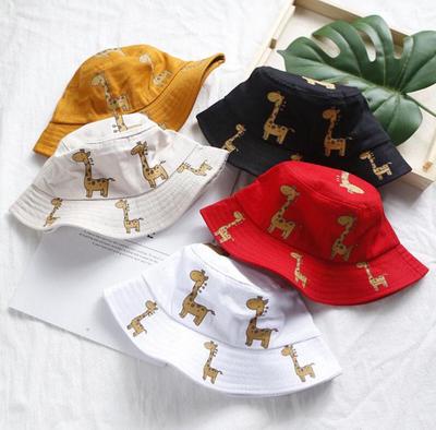 Cartoon Giraffe Baby Hut Eimer Kappe Sommer Kinder Casual Sonnenhut Baumwolle Kinder Panama Kappen