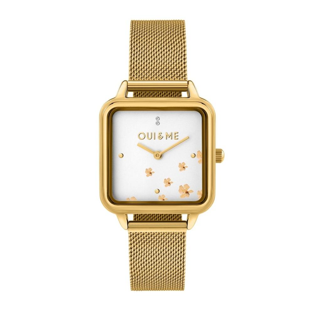 Oui & Me Harmonie Gold Tone Stainless Steel Mesh White Dial Quartz ME010382 Women's Watch