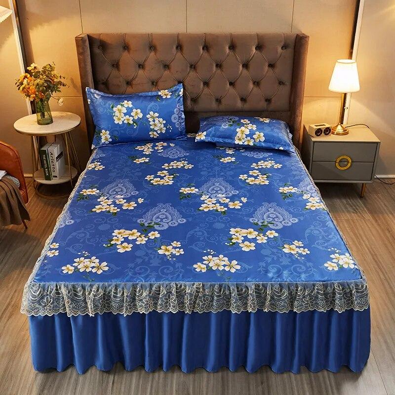 Summer Cool Mat Bed Skirt Princess Style Cute Bed Sheets Embroidered Sheets Fitted Bed Sheet Bedspreads Ice Mat Home Textiles
