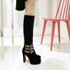 Size 34-43 Newest 2025 Knee High Boots Women Faux Suede Fashion Calf Boots Platform Square Heel Ladies Women'S Winter Boots