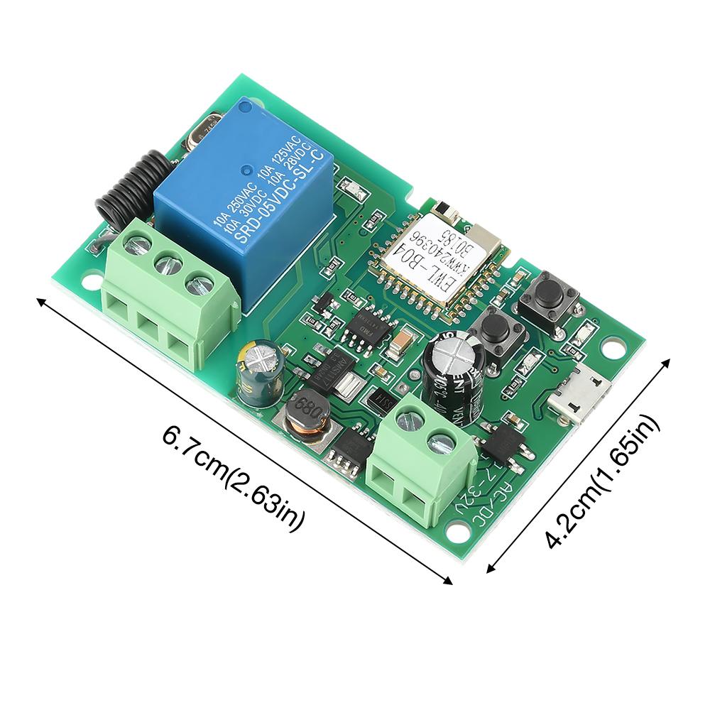Ewelink Wifi RF433 Self-locking Relay Garage Door Open Module 1 Way DC 7-32V Wireless Remote Control Switch Alexa Googole Home