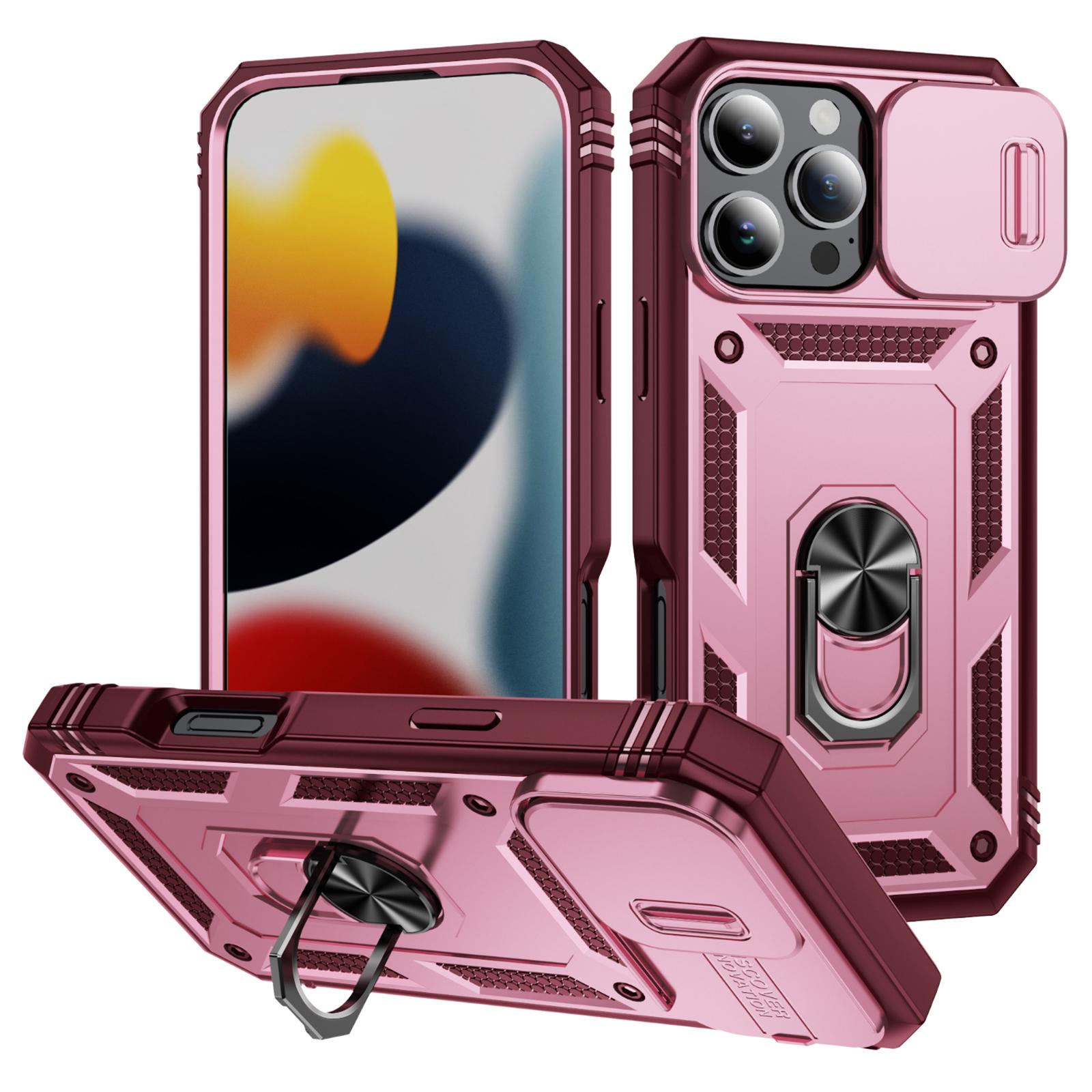 

For iPhone 16 Pro Max Case Sliding Camera Cover Ring Kickstand PC+TPU Phone Shell C