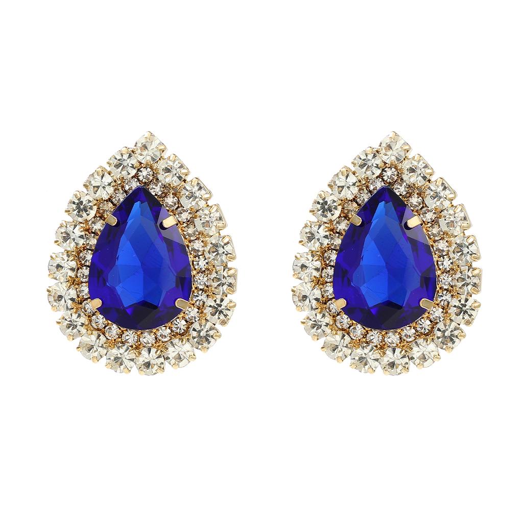 Spring 2024 New Metal Glass Rhinestone Heart Stud Earrings Engagement Party Luxury Jewelry Women's Elegant Shiny Accessories