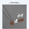 FWIS Love Heart Teddy Necklace & Dog Stud Earrings - Autumn/Winter Versatile Style Sweater Chain